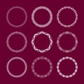 Set of 9 amazing white traditional tribal round frames Royalty Free Stock Photo