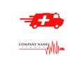 Set of Ambulance van vehicle speeding simple business icon logo