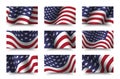 Set of america flag background collection . waving design . Ratio 16 : 9 . 4th of July independence day concept . Vector