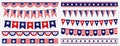 Set of american flag decoration clip art. Royalty Free Stock Photo