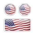 Set American flag inside glossy button glass frame collection Royalty Free Stock Photo