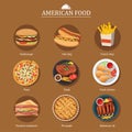 Set of american food