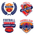 Set of american football emblems. Design element for poster, t shirt, logo, emblem, sign. Royalty Free Stock Photo