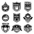 Set of american football emblems. Design element for poster, t shirt, logo, emblem, sign. Royalty Free Stock Photo