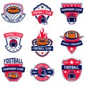 Set of american football emblems. Design element for poster, t shirt, logo, emblem, sign. Royalty Free Stock Photo