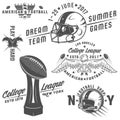 Set of American football emblems and logo. Royalty Free Stock Photo