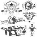 Set of American football emblems and logo. Royalty Free Stock Photo