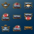 Set of American Football Logo Template. Vector College Logos Ill