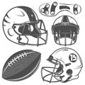 Set of American football monochrome style for emblems ,logo and labels.