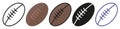 Set of American football and rugby balls. Vector image of rugby and American football balls. Ball in different styles