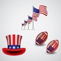 Set of american icons. Vector illustration decorative background design