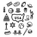 set of american icons. Vector illustration decorative design