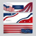 Set of American nation banner with national flag and space for text. Independence and freedom vector concept. USA country day Royalty Free Stock Photo