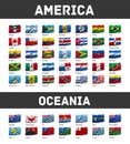 Set of American and Oceanian flags