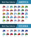 Set of American and Oceanian flags - Vector illustrations Royalty Free Stock Photo