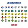 set of american road signs. Vector illustration decorative design Royalty Free Stock Photo