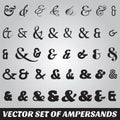 Set of ampersands from different fonts Royalty Free Stock Photo