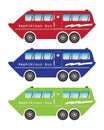 Set of amphibian bus or land and water touring
