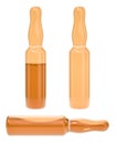 Set of ampoules with drug and empty, 3D rendering