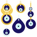 Set of amulet nazar, blue eye, vector. Lucky, fortune symbol