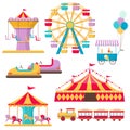 Set of amusement park elements