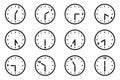 Set of analog clock icon for every hour and half Royalty Free Stock Photo