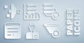 Set Analyst engineer, Server and gear, Browser window, Filter setting, Server, Data, Web Hosting and icon. Vector