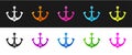 Set Anchor icon isolated on black and white background. Vector Royalty Free Stock Photo