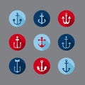 Set of Anchor Nautical Icons