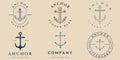 set anchor vintage, line art logo, icon and symbol, vector illustration design Royalty Free Stock Photo