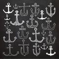 Set of anchors. Hand drawn vector doodles