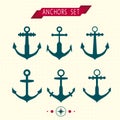 Set of Anchors Vector. Royalty Free Stock Photo