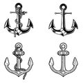 Set of anchors on white background. Design elements for logo, label, emblem, sign. Royalty Free Stock Photo