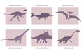 Set of ancient carnivorous and herbivorous dinosaurs