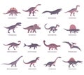 Set of ancient carnivorous and herbivorous dinosaurs