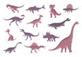 Set of ancient carnivorous and herbivorous dinosaurs