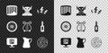 Set Ancient column, Minotaur, Zeus, Bottle of olive oil, labyrinth, Greek shield and lyre icon. Vector