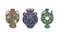 Set of Ancient Decorative Jugs. Vector