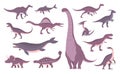 Set of ancient carnivorous and herbivorous dinosaurs