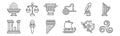 Set of 12 ancient greece icons. outline thin line icons such as pattern, trireme, torch, ink, amphora, law