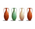 Set of ancient greek amphora isolated on white background.