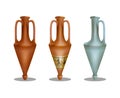 Set of ancient greek amphora isolated on white background.