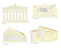 A set of ancient Greek temples