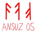 Set of ancient runes. Versions of Ansuz rune with German, English and Old Scandinavian titles