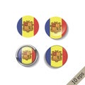 Set of ANDORRA flags round badges.