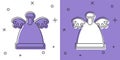 Set Angel icon isolated on white and purple background. Merry Christmas and Happy New Year. Vector