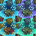 Set of angelfish seamless pattern. vector illustration Royalty Free Stock Photo