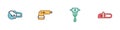 Set Angle grinder, Electric sander, Electrical hand concrete mixer and Chainsaw icon. Vector Royalty Free Stock Photo