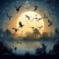 Set of Animal and Bird Trails with Name Set of Black Fore  Made With Generative AI illustration Royalty Free Stock Photo