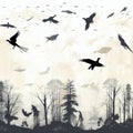 Set of Animal and Bird Trails with Name Set of Black Fore  Made With Generative AI illustration Royalty Free Stock Photo